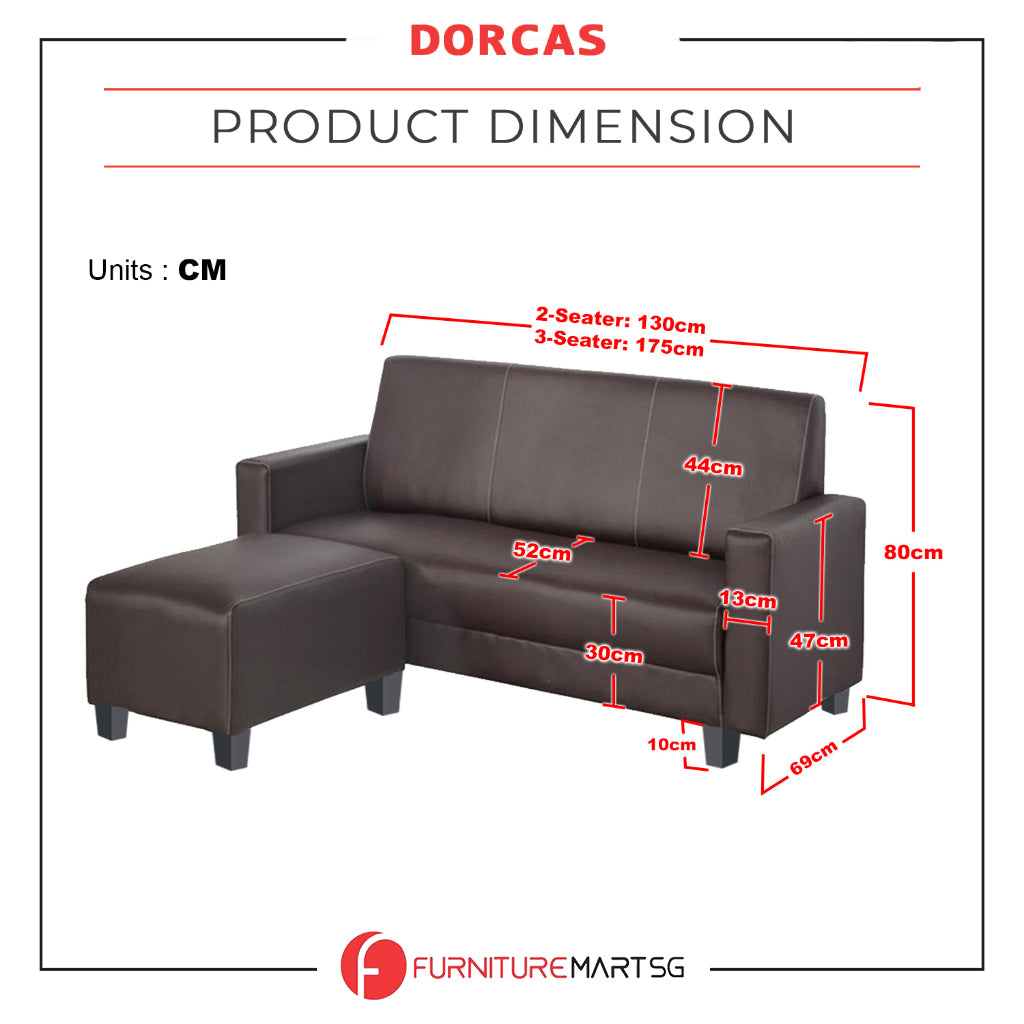 Dorcas 2/3 Seater Fabric/ Leather Sofa Set With Ottoman w/ Pet-Friendly Option