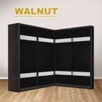 Calvi Sliding Door Corner Wardrobe with Black Glass Door & Internal Drawer w/ Lock