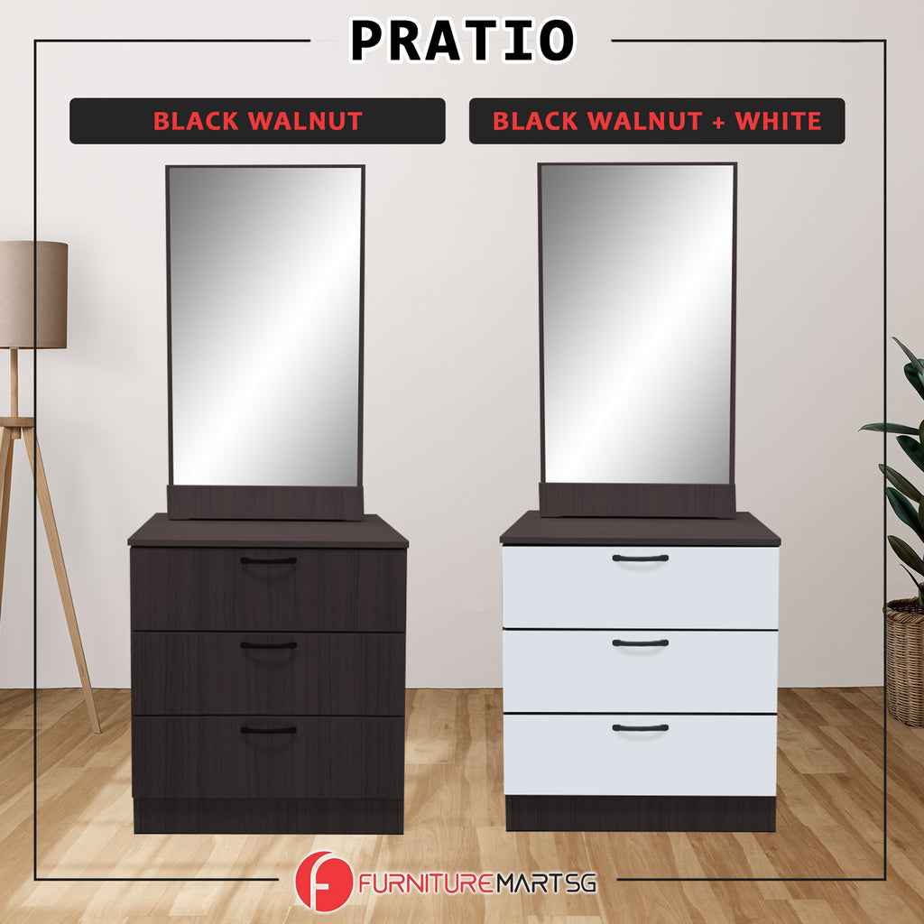 Pratio Dressing Table With Free Stool Laminated Smooth Gliding Drawer In 6 Colours