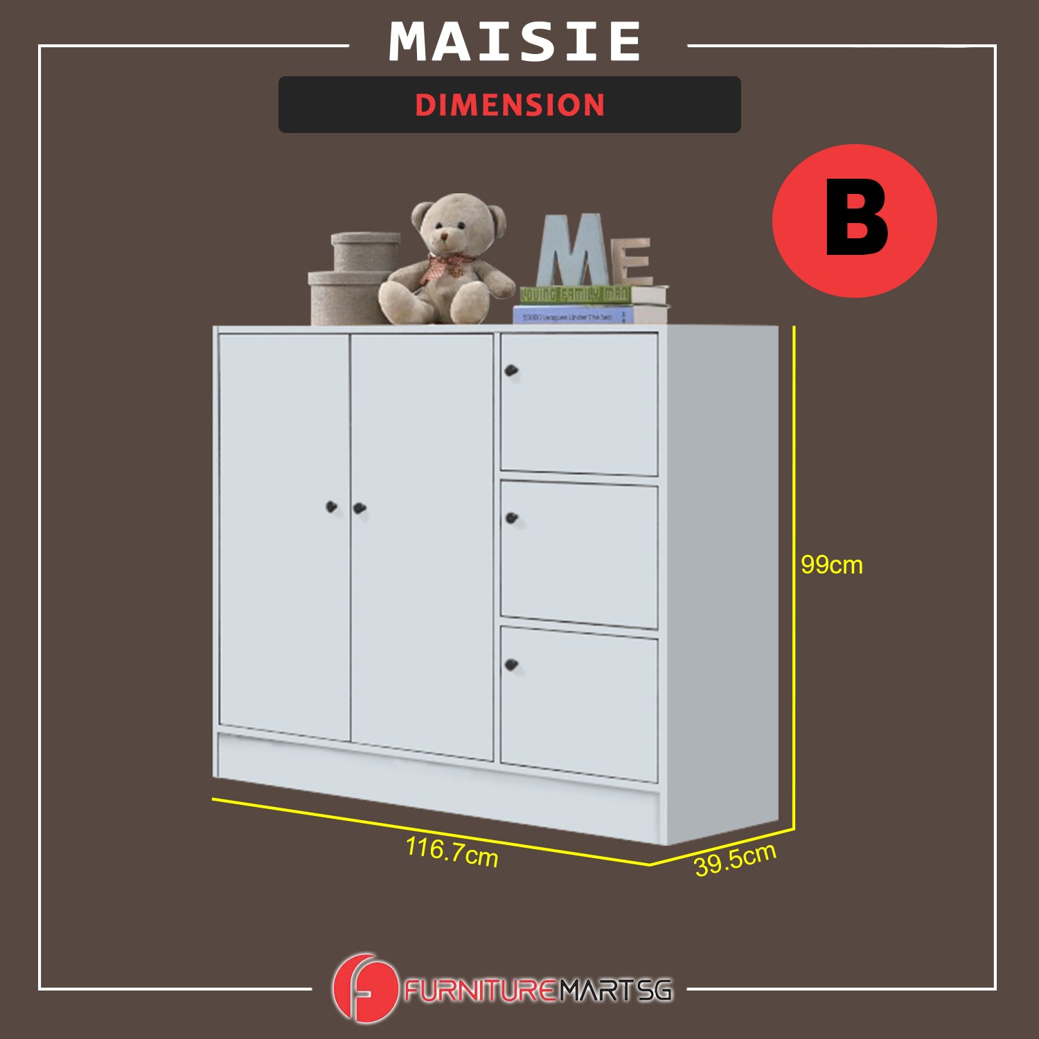 Maisie 3-Door Wardrobe Multi-Purpose Cabinets in 6 Colours
