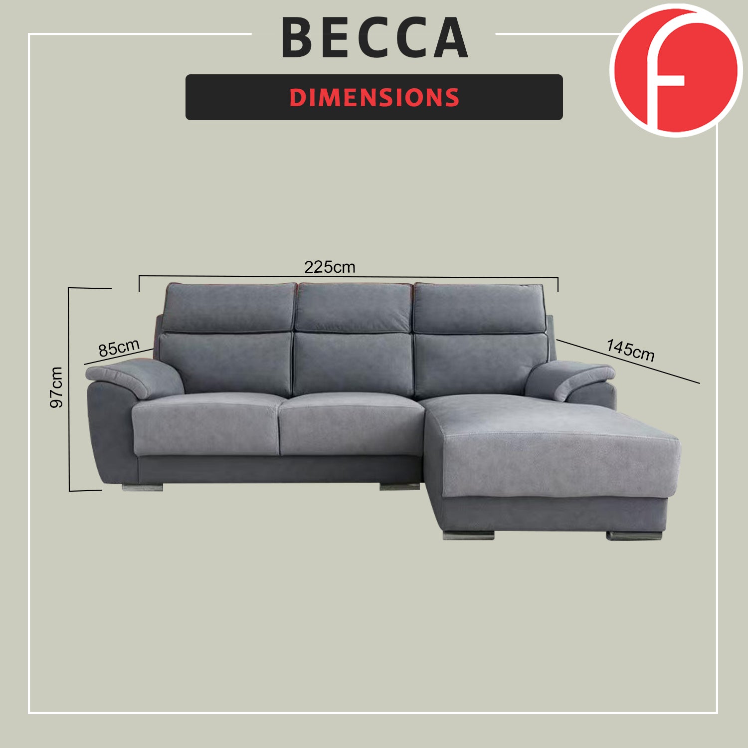 Becca 3-Seater L-Shaped Sofa with Chaise PetFriendly Fabric Scratch-Resistant