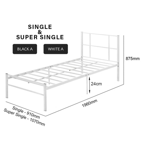 Image of Gina Metal Bed Frame in White And Black Colors - All Sizes Available