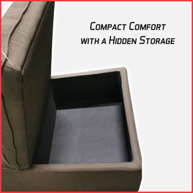 Harny 1-Seater Ottoman Storage Sofa in Brown Fabric