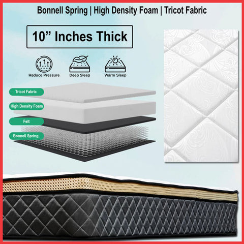 Image of Orthocoil 10" Posture Plush Euro Top Mattress Bonnell Spring Mattress - All Size
