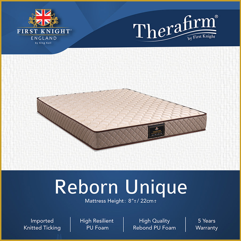 KingKoil First Knight Therafirm Reborn Unique 8" Mattress Rebonded PU Foam - All Sizes