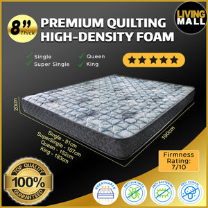 4"/6"/8" Comfort Foam Mattress High Density Foam Premium Quilt - All Sizes Available