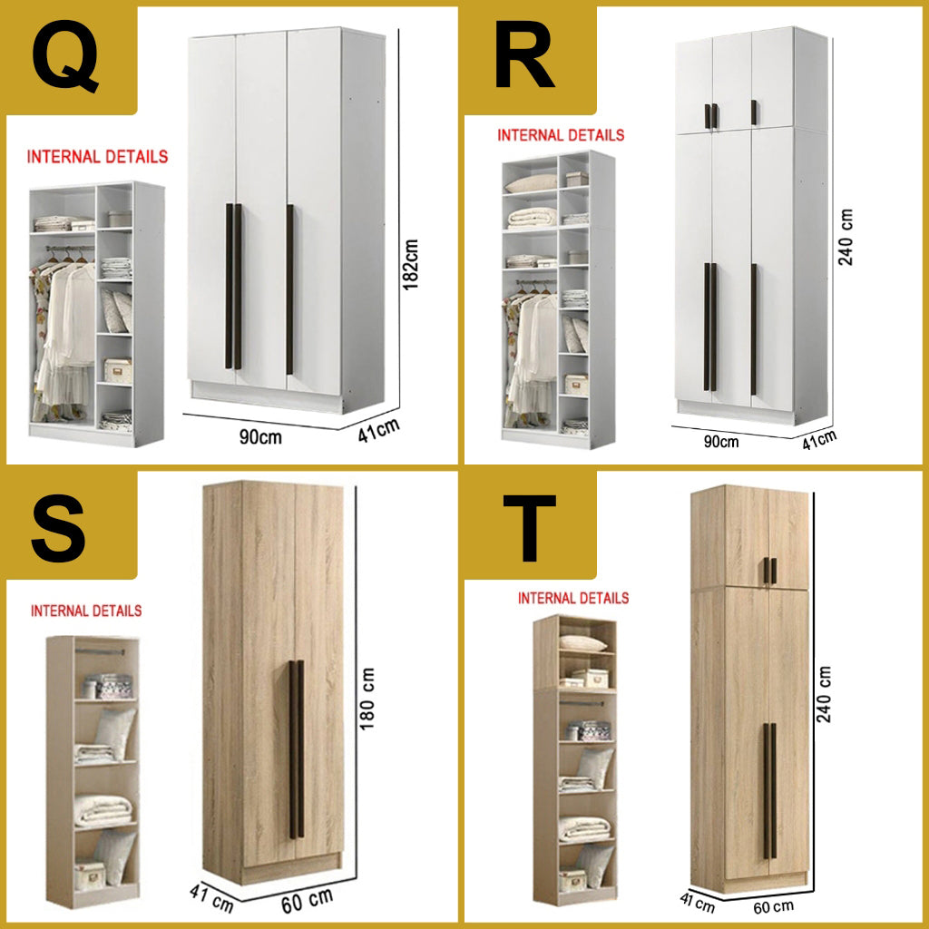 Wrilie Scratch Resistant Wardrobe 2/3 Doors With Drawers in 11 Models