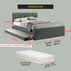 OrthoCoil Gerna Queen/King Leather/Pet-Friendly Fabric Pull-Out Bed Frame in 30 Colors