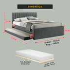 DR Chiro Gerna Queen/King Leather/Pet-Friendly Fabric Pull-Out Bed Frame in 30 Colors
