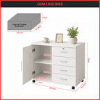 KIERA File Cabinet Office with Lock Pedestal Mobile Storage Cabinet with Wheels 3 Colours