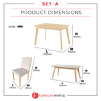 OGIVE Dining Set Table with Chair & Bench Pet-Friendly Fabric in Natural & Walnut Color
