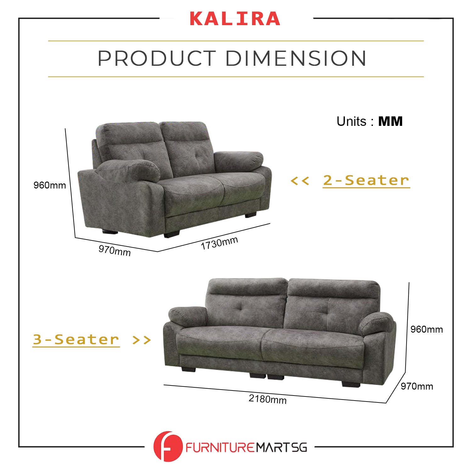 Kalira Series 2-Seater + 3-Seater Sofa Set Premium Pet-Friendly Fabric