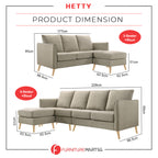 Hetty 3-Seater / 4-Seater Sofa with Stool in Pet-Friendly Fabric 16 Colours
