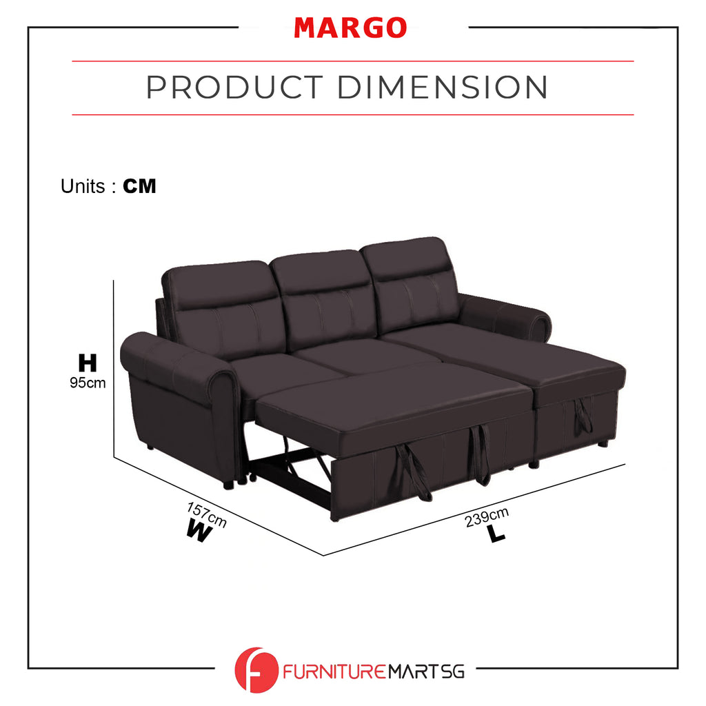 Margo Sleeper Sectional Reversible Sofa in 2 Colours