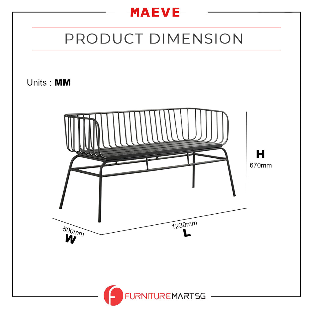 Maeve Series Top Quality Metal Bench in Black and White Color