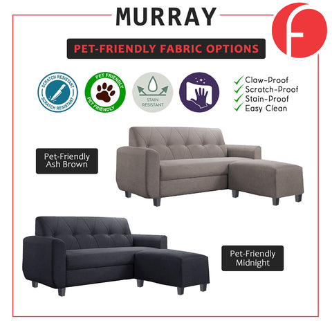 Image of Murray 3 Seater Fabric Sofa with Stool w/ Pet-Friendly Option