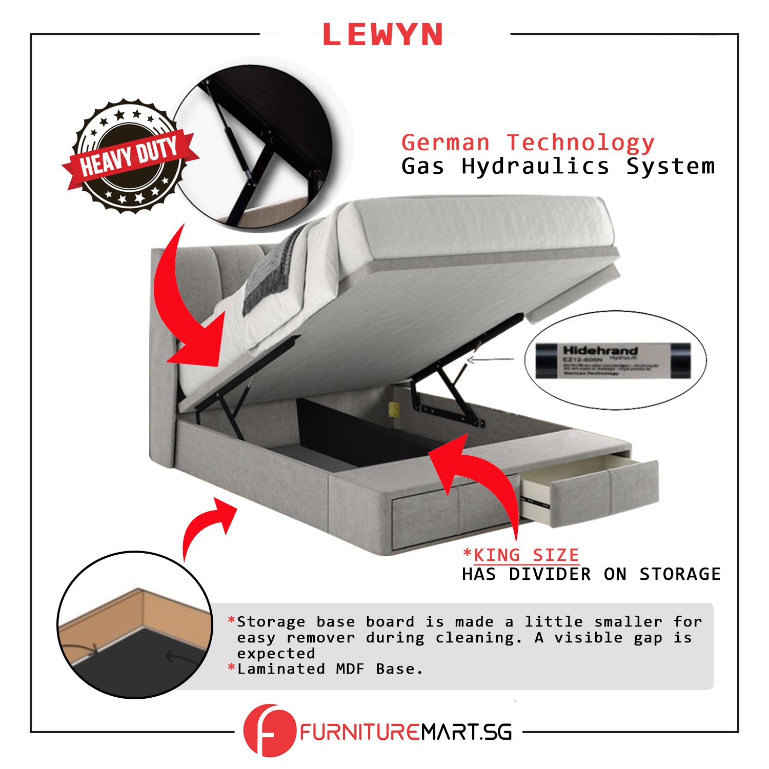 Lewyn Storage Bed Frame with Drawers - PetFriendly Scratch Resistant Option