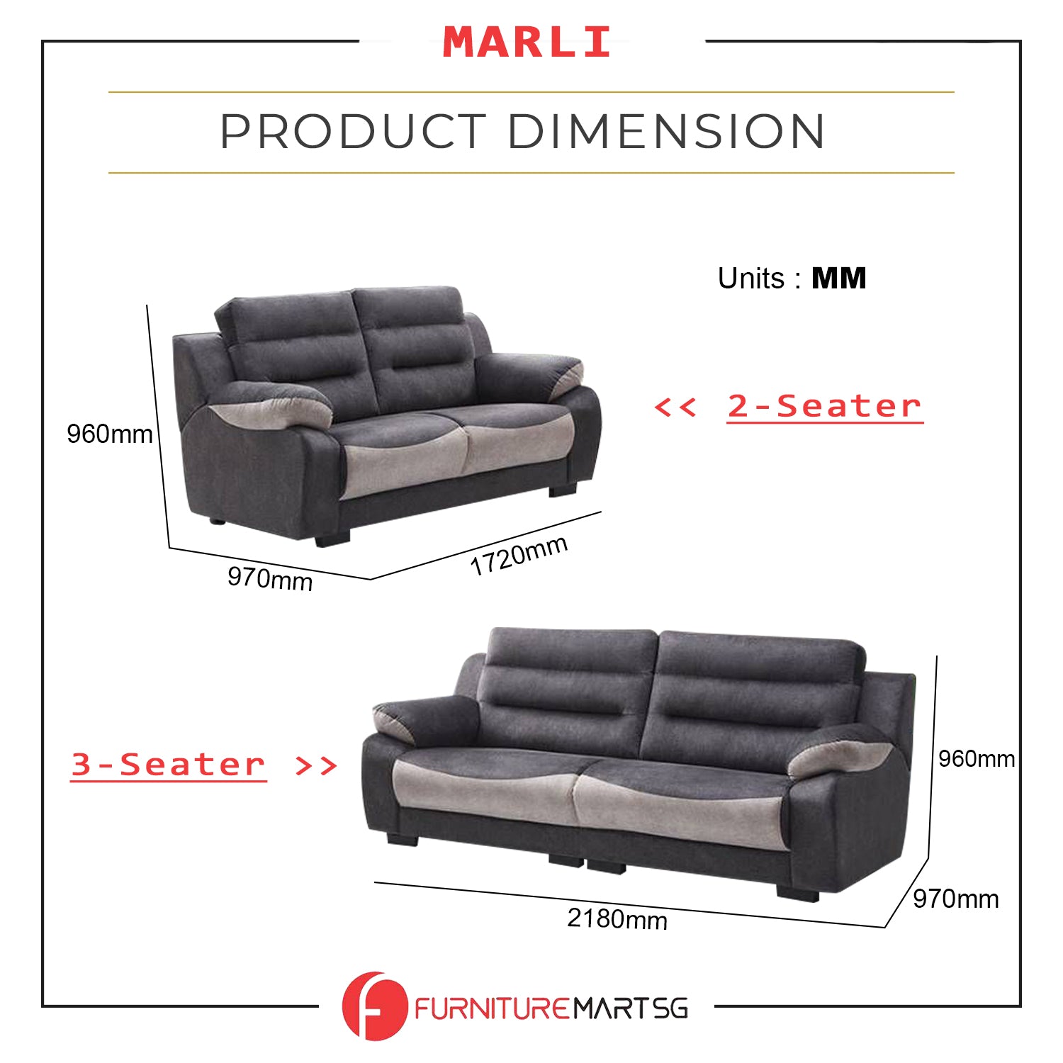 Marli Series 2-Seater + 3-Seater Sofa Set Water Repellent Fabric