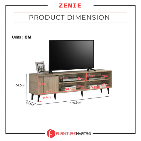 Image of Zenie TV Console with Cabinets in Natural Color