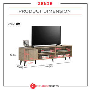 Zenie TV Console with Cabinets in Natural Color