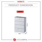 Agnes Series Chest of Drawer with Charging Port and Hidden Compartment in Marble White