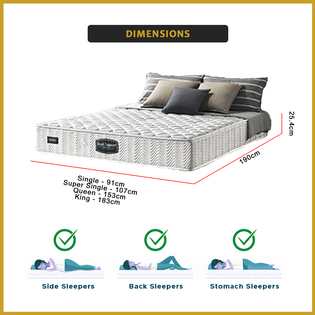 Honey Back Support 10" Mattress Anti-Static 7-Zone Pocket Spring - All Sizes Available