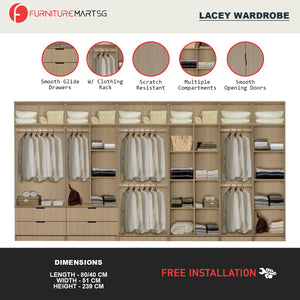 Lacey Series 3 Customizable Modular Wardrobe up to 10-Door in Grey Colour