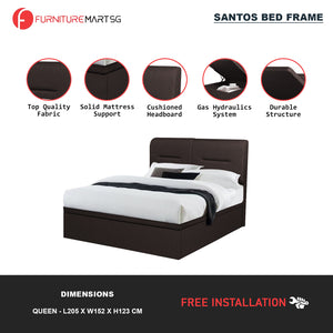 Santos Queen Storage Bed Frame Fabric/Faux Leather with Mattress Package