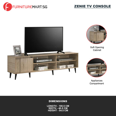 Image of Zenie TV Console with Cabinets in Natural Color