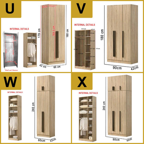 Image of Wrilie Scratch Resistant Wardrobe 2/3 Doors With Drawers in 11 Models
