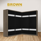 Calvi Sliding Door Corner Wardrobe with Black Glass Door & Internal Drawer w/ Lock