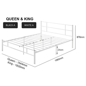 Gina Metal Bed Frame in White And Black Colors - All Sizes Available