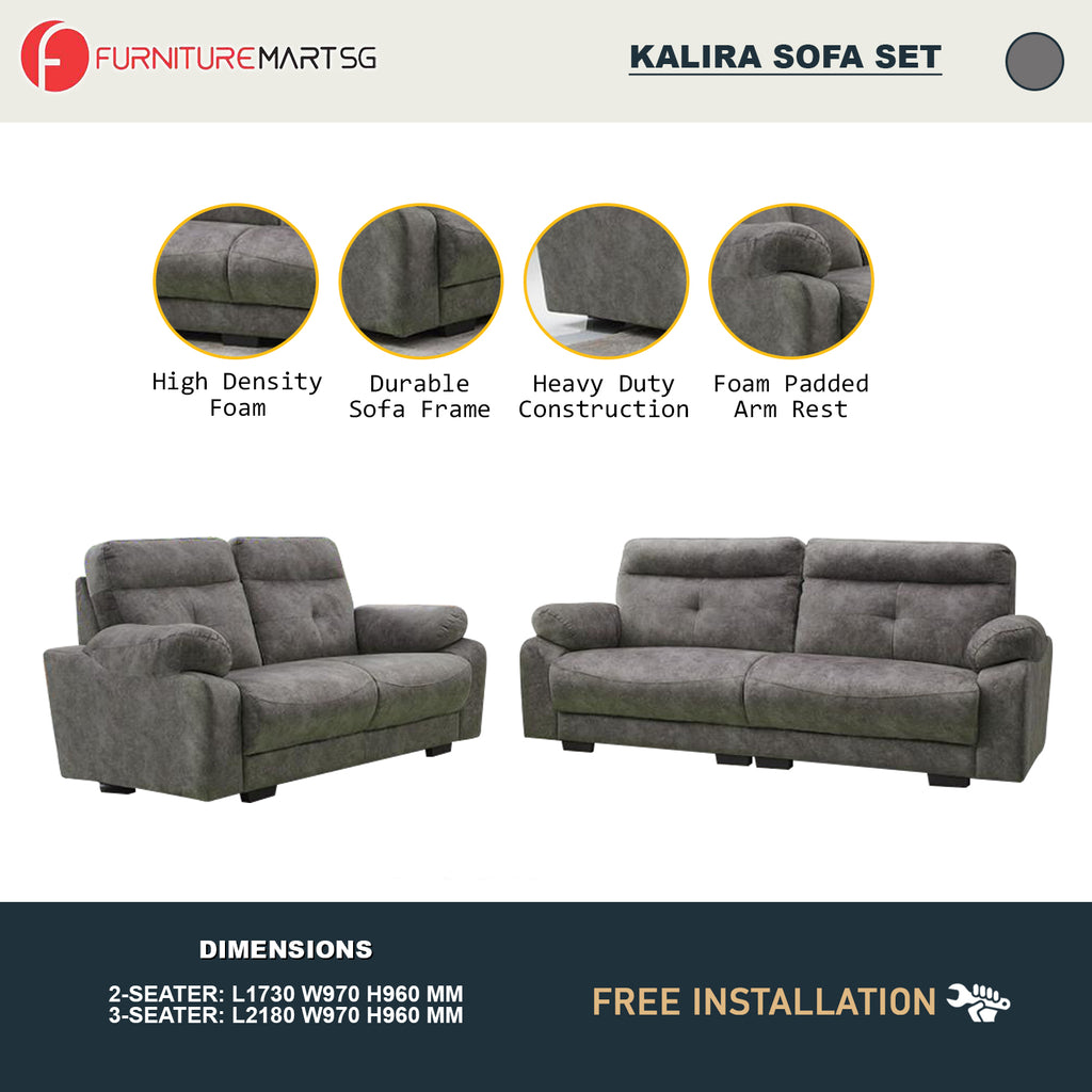 Kalira Series 2-Seater + 3-Seater Sofa Set Premium Pet-Friendly Fabric