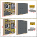 Florence Series 1/2/3/4/5 Doors Tall Wardrobe with Drawers and Top Cabinet in Natural