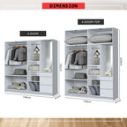 Sabine 4-Door Wardrobe Dresser Combo with Mirror and Drawers in 6 Colours
