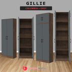 Gillie Series 2 Doors Tall Wardrobe with Top Cabinet Fully Laminated Back in 6 Colours