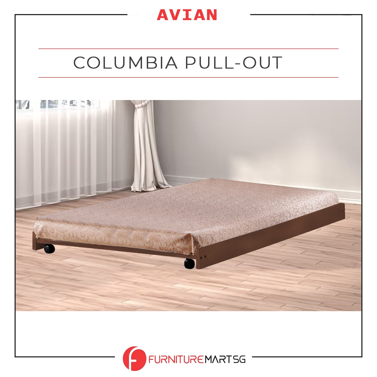 Avian Single/Super Single Pull-Out Bed Frame Solid Plywood Base in 4 Colour