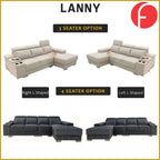 Lanny 3/4-Seater L-Shaped Sofa with Stool & Coffee Table w/ Pet-Friendly Option