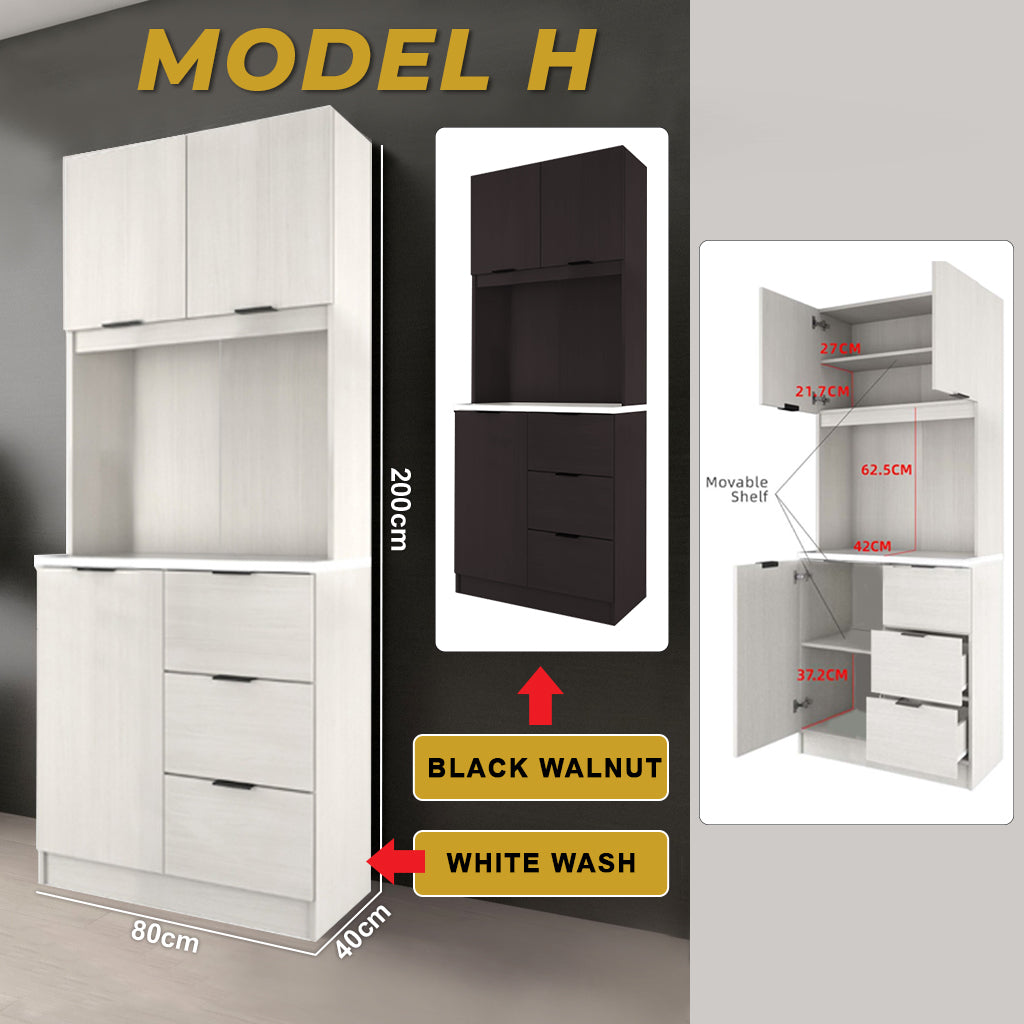 Jimae Series Modular Kitchen Cabinet with Hanging Cabinet in 2 Colours (Model H)