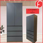 Nolin Modern 2 Door Hanging Wardrobe + 3 Layer Drawer Laminated Back Panel