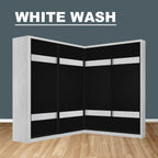 Calvi Sliding Door Corner Wardrobe with Black Glass Door & Internal Drawer w/ Lock