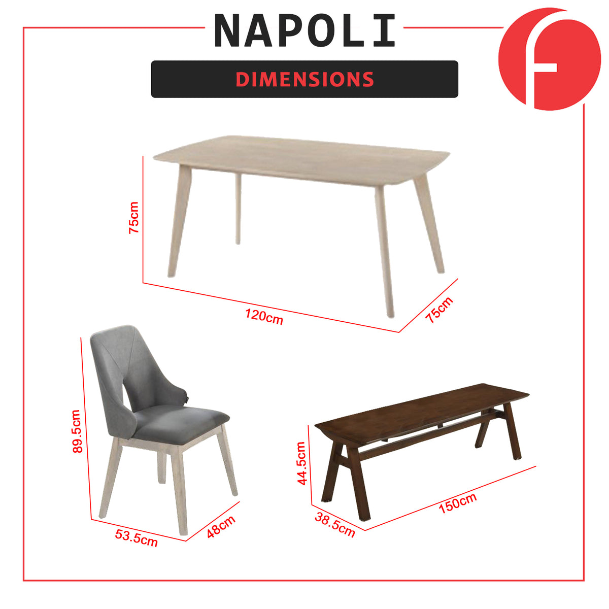 Napoli Solid Wood Dining Set Table with Chair and Bench - Available in Natural and Walnut Colour
