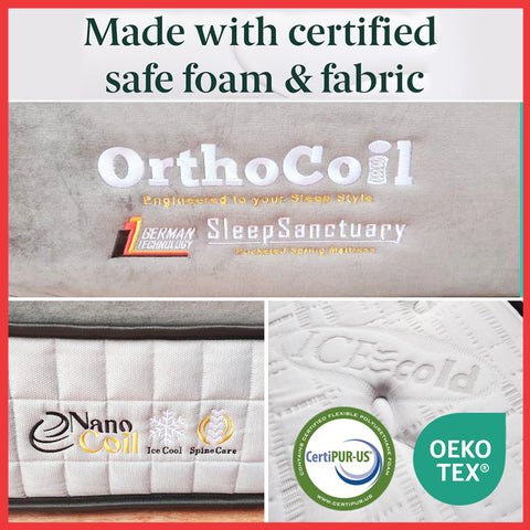 Image of Orthocoil 12" Sleep Sanctuary Ice-Cold Fabric Mattress Pocketed Spring Mattress