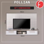 Pollian 4FT/5FT Floating TV Console with Back Panel LED Backlight in 2 Colours