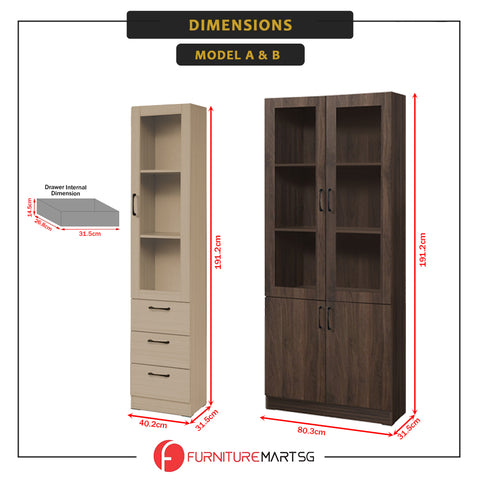 Image of Brock Series Open Shelves Display Cabinet Bookshelf Storage in 3 Colours