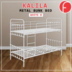 Kalila Metal Double Decker Bed Frame With Mattress Package In Black & White Color