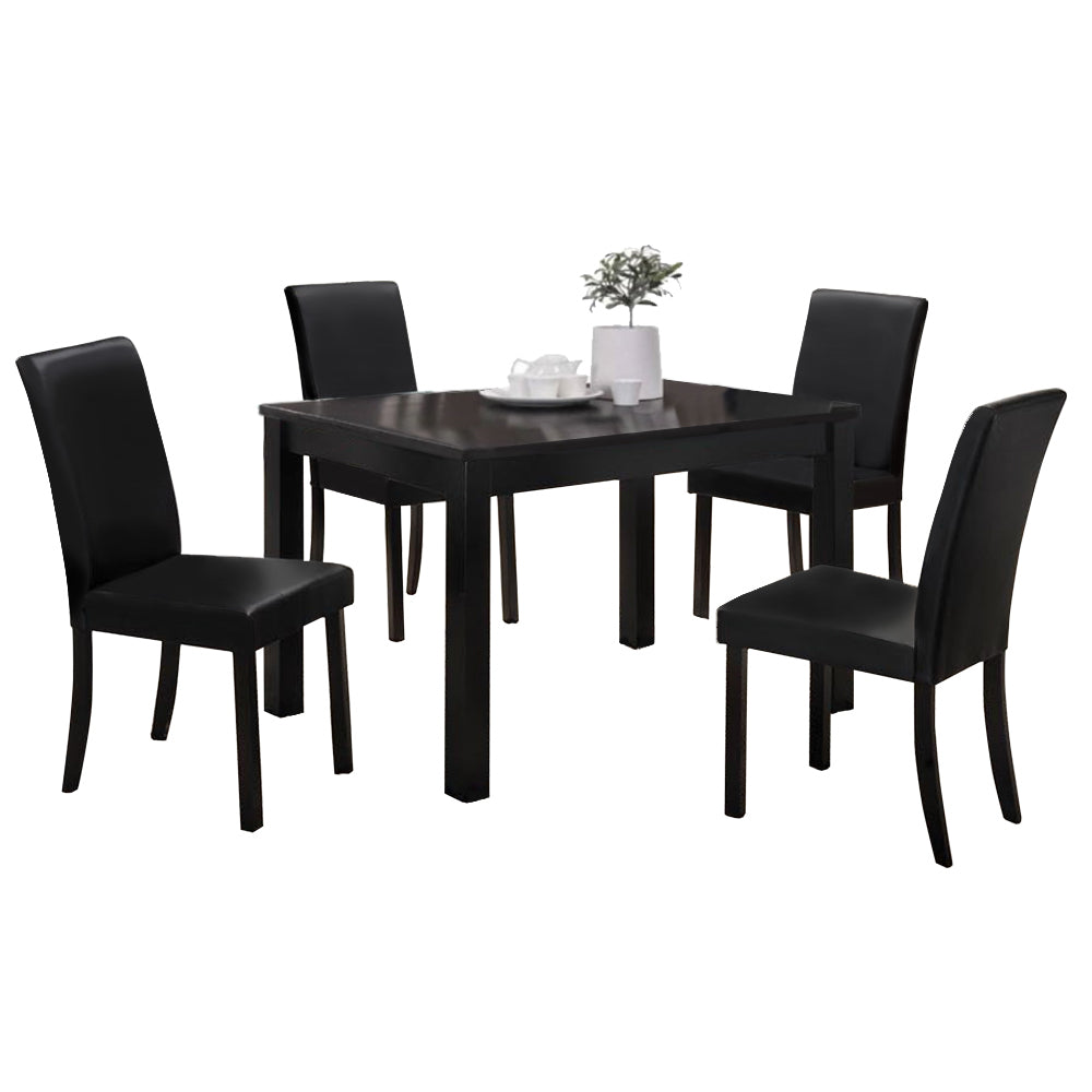Polly 4/ 6 Seater Rectangular Dining Table and Chair Set In Black