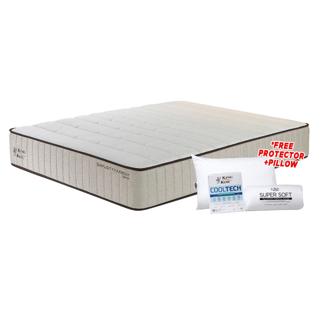 King Koil Simplicity SUPPORT 11" Mattress Flax Linen Collection - w/ Pillow - All Sizes