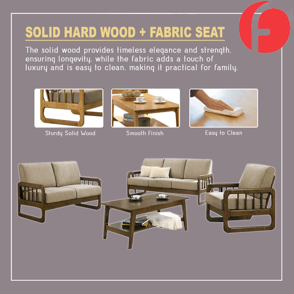 Frida Series 1,2,3 Seater Sofa Set Solid Wood Living Room Furnitures in Grey