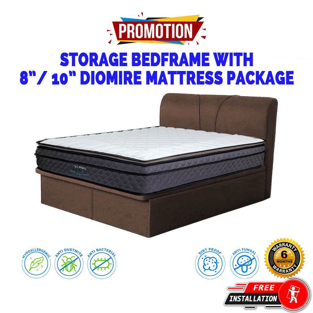 Katrina Storage Bed Frame SBD16 + 9" Bonnell Spring/ Mattress Package